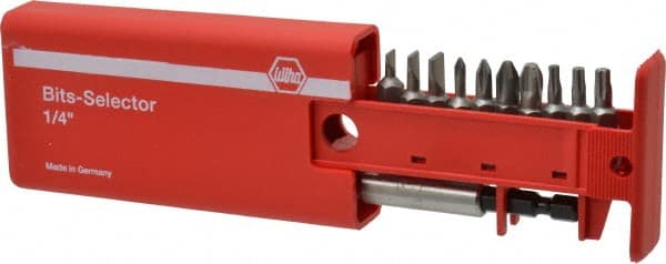 Wiha - 11 Piece, 1/4" Drive Screwdriver Bit Set - #1, #2 & #3 Phillips, T10 to T20 Torx, 4.5, 5.5, 6.5 & 8mm Slotted - Exact Tooling