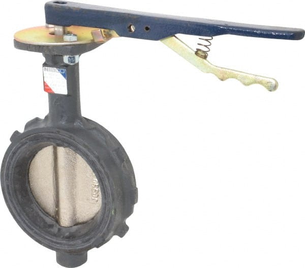 NIBCO - 4" Pipe, Wafer Butterfly Valve - Lever Handle, Ductile Iron Body, Buna-N Seat, 250 WOG, Ductile Iron Disc, Stainless Steel Stem - Exact Tooling