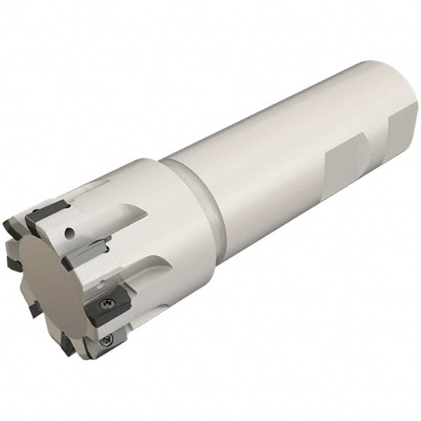 Iscar - 1" Cut Diam, 0.303" Max Depth of Cut, 3/4" Shank Diam, 4-1/2" OAL, Indexable Square Shoulder End Mill - HP ANKT 0702 .., HP ANCR 0702.., HP ANCT 0702.., HP ANKW 0702.. Inserts, Cylindrical Shank, 90° Lead Angle, Through Coolant, Series Heliplus - Exact Tooling