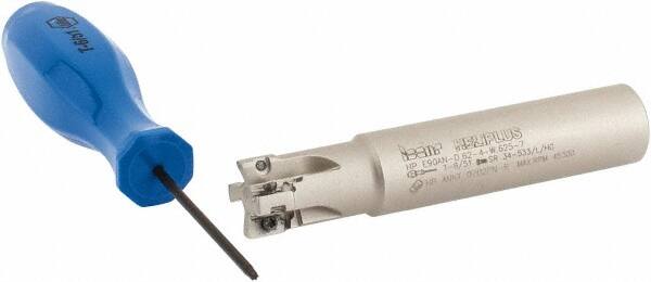 Iscar - 5/8" Cut Diam, 0.303" Max Depth of Cut, 5/8" Shank Diam, 3-1/4" OAL, Indexable Square Shoulder End Mill - HP AN.. 0702.. Inserts, Weldon Shank, 90° Lead Angle, Series Heliplus - Exact Tooling