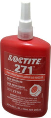 Loctite - 250 mL Bottle, Red, High Strength Liquid Threadlocker - Series 271, 24 hr Full Cure Time, Hand Tool, Heat Removal - Exact Tooling