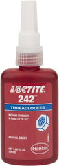 Loctite - 50 mL Bottle, Blue, Medium Strength Liquid Threadlocker - Series 242, 24 hr Full Cure Time, Hand Tool, Heat Removal - Exact Tooling
