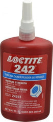 Loctite - 250 mL Bottle, Blue, Medium Strength Liquid Threadlocker - Series 242, 24 hr Full Cure Time, Hand Tool, Heat Removal - Exact Tooling