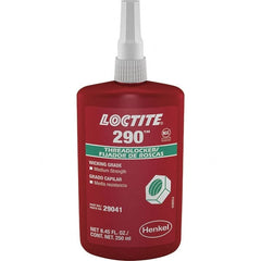 Loctite - 250 mL Bottle, Green, Medium Strength Liquid Threadlocker - Series 290, 24 hr Full Cure Time, Hand Tool, Heat Removal - Exact Tooling