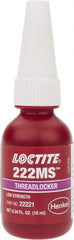 Loctite - 10 mL Bottle, Purple, Low Strength Liquid Threadlocker - Series 222MS, 24 hr Full Cure Time, Hand Tool Removal - Exact Tooling