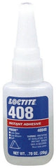 Loctite - 0.70 oz Bottle Tan Instant Adhesive - Series 408, 50 sec Fixture Time, 24 hr Full Cure Time, Bonds to Plastic & Rubber - Exact Tooling