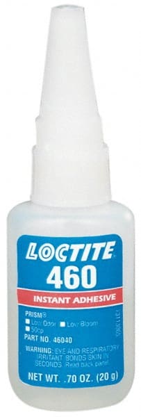 Loctite - 0.70 oz Bottle Tan Instant Adhesive - Series 460, 50 sec Fixture Time, 24 hr Full Cure Time, Bonds to Plastic & Rubber - Exact Tooling