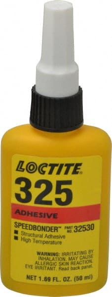 Loctite - 50 mL Bottle Two Part Acrylic Adhesive - 5 min Working Time, 2,200 psi Shear Strength, Series 325 - Exact Tooling