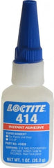 Loctite - 1 oz Bottle Clear Instant Adhesive - Series 414, 20 sec Fixture Time, 24 hr Full Cure Time, Bonds to Metal, Plastic & Rubber - Exact Tooling
