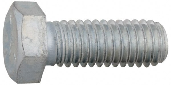 Made in North America - 1/2-13 UNC, 2" Length Under Head Hex Head Cap Screw - Partially Threaded, Grade 5 Steel, Zinc-Plated Finish, 3/4" Hex - Exact Tooling