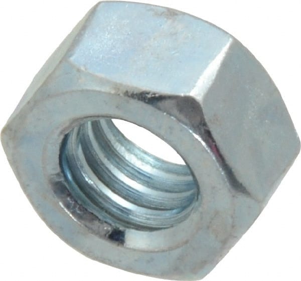 Value Collection - 5/16-18 UNC Steel Right Hand Hex Nut - 1/2" Across Flats, 17/64" High, Zinc-Plated Finish - Exact Tooling