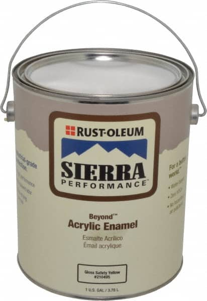 Rust-Oleum - 1 Gal Safety Yellow Semi Gloss Finish Acrylic Enamel Paint - Interior/Exterior, <0 gL VOC Compliance - Exact Tooling