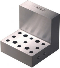 Suburban Tool - 4" Wide x 4" Deep x 4" High Steel Precision-Ground Angle Plate - Standard Plate, Machined Holes on Surface, Open End, 1-1/4" Thick, Pair of Plates - Exact Tooling
