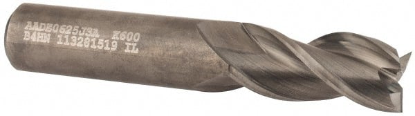 Kennametal - 5/8", 1-1/4" LOC, 5/8" Shank Diam, 3-1/2" OAL, 3 Flute, Solid Carbide Square End Mill - Single End, Uncoated, Spiral Flute, 37° Helix, Centercutting, Right Hand Cut, Right Hand Flute, Series AADE - Exact Tooling