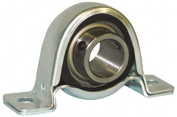 Browning - 3/4" ID, 4-1/4" OAL x 2-13/64" OAH Set Screw Locking Pillow Block - 1,444 Lb Static Cap, 2,611 Lb Dyn Cap, 3-3/8" Btw Mnt Hole Ctrs, 1-1/8" Base-to-Ctr Ht, Stamped Steel - Exact Tooling