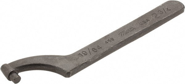 Martin Tools - 2-3/4" Capacity, Pin Spanner Wrench - 7-1/2" OAL, 9/32" Hook Pin Height - Exact Tooling