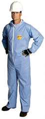 Dupont - Size XL Film Laminate General Purpose Coveralls - Blue, Zipper Closure, Open Cuffs, Open Ankles, Serged Seams - Exact Tooling