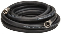 Parker - 25' Long Water Hose - 5/8" Diam, 3/4" GHT, Rubber, 125 psi, Black - Exact Tooling