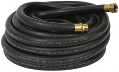Parker - 50' Long Contractor Hose - 3/4" Diam, 3/4" GHT, Rubber, 100 psi, Black - Exact Tooling