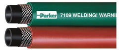 Parker - 1/4" Inside x 17/32" Outside Diam, Grade T Welding Hose - Green & Red, 100' Long, Twin Style, 200 psi Working Pressure - Exact Tooling