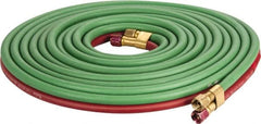 Parker - 1/4" Inside x 17/32" Outside Diam, Grade T Welding Hose - Green & Red, 25' Long, Twin Style, 200 psi Working Pressure - Exact Tooling