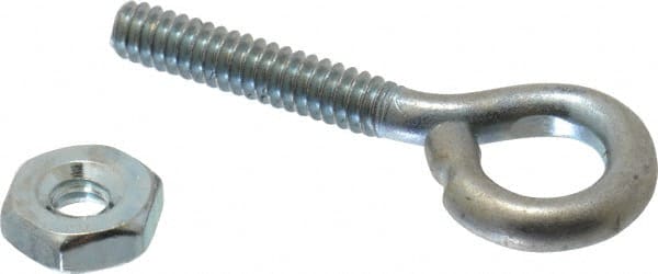 Gibraltar - #6-32, Zinc-Plated Finish, Steel Wire Turned Open Eye Bolt - 5/8" Thread Length, 1/4" ID x 1/2" OD, 3/4" Shank Length - Exact Tooling