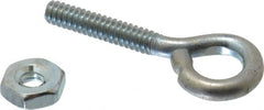 Gibraltar - #6-32, Zinc-Plated Finish, Steel Wire Turned Open Eye Bolt - 5/8" Thread Length, 1/4" ID x 1/2" OD, 3/4" Shank Length - Exact Tooling