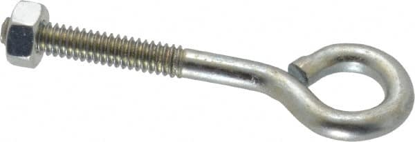 Gibraltar - 1/4-20, Zinc-Plated Finish, Steel Wire Turned Open Eye Bolt - 1-1/4" Thread Length, 1/2" ID x 1" OD, 2" Shank Length - Exact Tooling