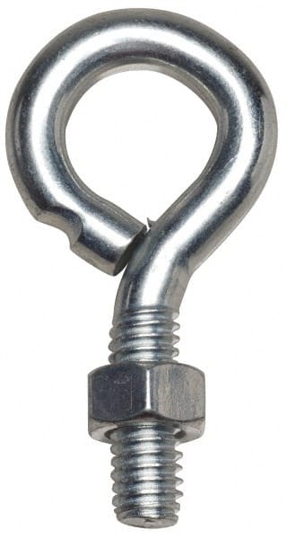 Gibraltar - #10-24, Zinc-Plated Finish, Steel Wire Turned Open Eye Bolt - 1-1/2" Thread Length, 3/8" ID x 3/4" OD, 3" Shank Length - Exact Tooling