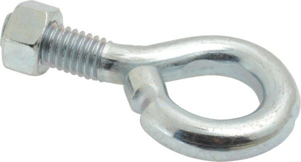 Gibraltar - 3/8-16, Zinc-Plated Finish, Steel Wire Turned Open Eye Bolt - 7/8" Thread Length, 3/4" ID x 1-3/8" OD, 1" Shank Length - Exact Tooling