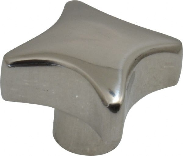 KIPP - 1-1/4" Head Diam, 4 Point Lobed Knob - 1/4-20 Hole, Stainless Steel - Exact Tooling