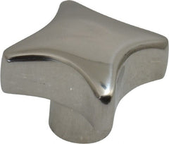 KIPP - 1-1/4" Head Diam, 4 Point Lobed Knob - 1/4-20 Hole, Stainless Steel - Exact Tooling