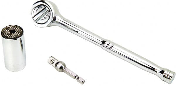 Gator Grip - 3 Piece 3/8" Drive Universal Standard Socket Set - 6 Points, 1/4 to 3/4", 7 to 19mm, Inch/Metric Measurement Standard - Exact Tooling