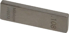 Mitutoyo - 0.108" Rectangular Steel Gage Block - Accuracy Grade 0, Includes Certificate of Inspection - Exact Tooling