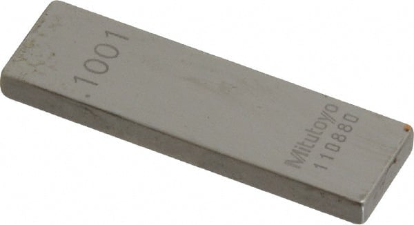 Mitutoyo - 0.1001" Rectangular Steel Gage Block - Accuracy Grade AS-1, Includes Certificate of Inspection - Exact Tooling