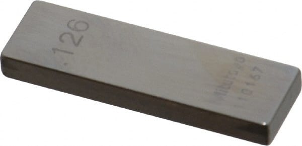 Mitutoyo - 0.126" Rectangular Steel Gage Block - Accuracy Grade AS-1, Includes Certificate of Inspection - Exact Tooling
