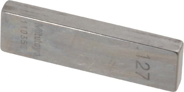 Mitutoyo - 0.127" Rectangular Steel Gage Block - Accuracy Grade AS-1, Includes Certificate of Inspection - Exact Tooling
