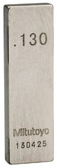 Mitutoyo - 0.13" Rectangular Steel Gage Block - Accuracy Grade AS-1, Includes Certificate of Inspection - Exact Tooling