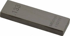 Mitutoyo - 0.133" Rectangular Steel Gage Block - Accuracy Grade AS-1, Includes Certificate of Inspection - Exact Tooling