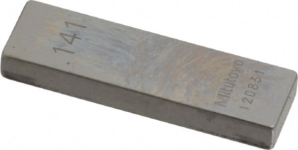 Mitutoyo - 0.141" Rectangular Steel Gage Block - Accuracy Grade AS-1, Includes Certificate of Inspection - Exact Tooling