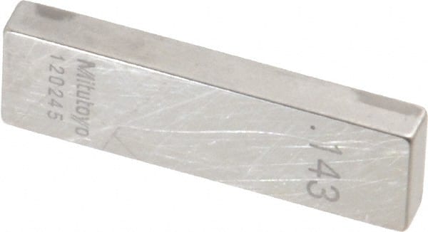 Mitutoyo - 0.143" Rectangular Steel Gage Block - Accuracy Grade AS-1, Includes Certificate of Inspection - Exact Tooling