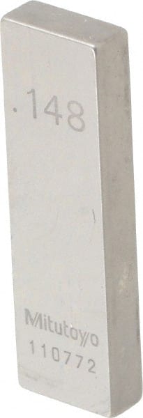Mitutoyo - 0.148" Rectangular Steel Gage Block - Accuracy Grade AS-1, Includes Certificate of Inspection - Exact Tooling