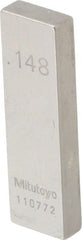 Mitutoyo - 0.148" Rectangular Steel Gage Block - Accuracy Grade AS-1, Includes Certificate of Inspection - Exact Tooling