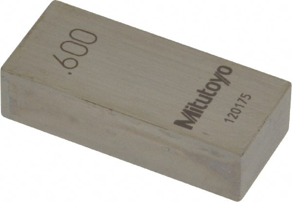 Mitutoyo - 0.6" Rectangular Steel Gage Block - Accuracy Grade AS-1, Includes Certificate of Inspection - Exact Tooling