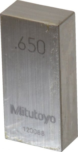 Mitutoyo - 0.65" Rectangular Steel Gage Block - Accuracy Grade AS-1, Includes Certificate of Inspection - Exact Tooling