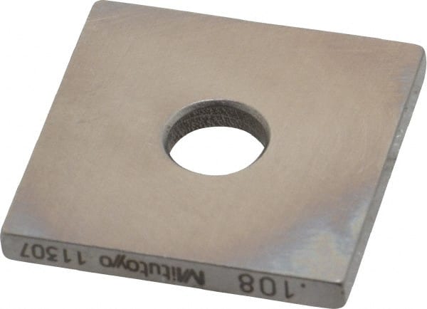 Mitutoyo - 0.108" Square Steel Gage Block - Accuracy Grade 0, Includes Certificate of Inspection - Exact Tooling