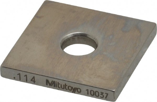 Mitutoyo - 0.114" Square Steel Gage Block - Accuracy Grade 0, Includes Certificate of Inspection - Exact Tooling