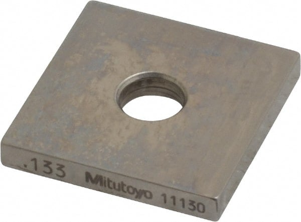 Mitutoyo - 0.133" Square Steel Gage Block - Accuracy Grade 0, Includes Certificate of Inspection - Exact Tooling