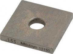 Mitutoyo - 0.133" Square Steel Gage Block - Accuracy Grade 0, Includes Certificate of Inspection - Exact Tooling