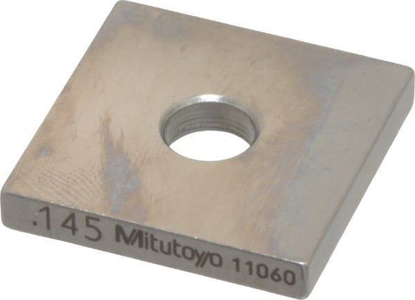 Mitutoyo - 0.145" Square Steel Gage Block - Accuracy Grade 0, Includes Certificate of Inspection - Exact Tooling